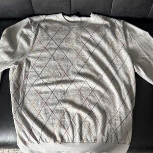 Brooks Brothers Gray Argyle Crewneck Sweater